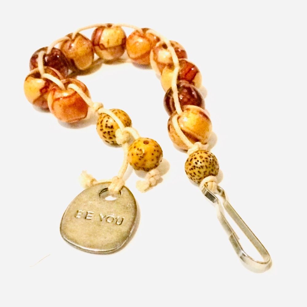 Key Chain Charm “Believe” Wooden Beads Handmade